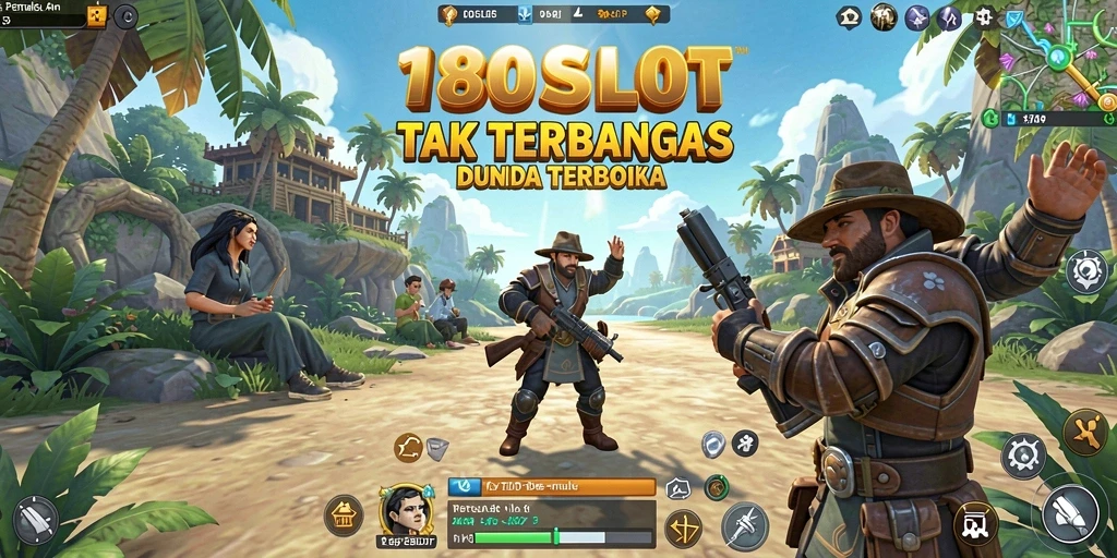 Screenshot 180SLOT menampilkan eksplorasi dunia terbuka yang penuh warna.