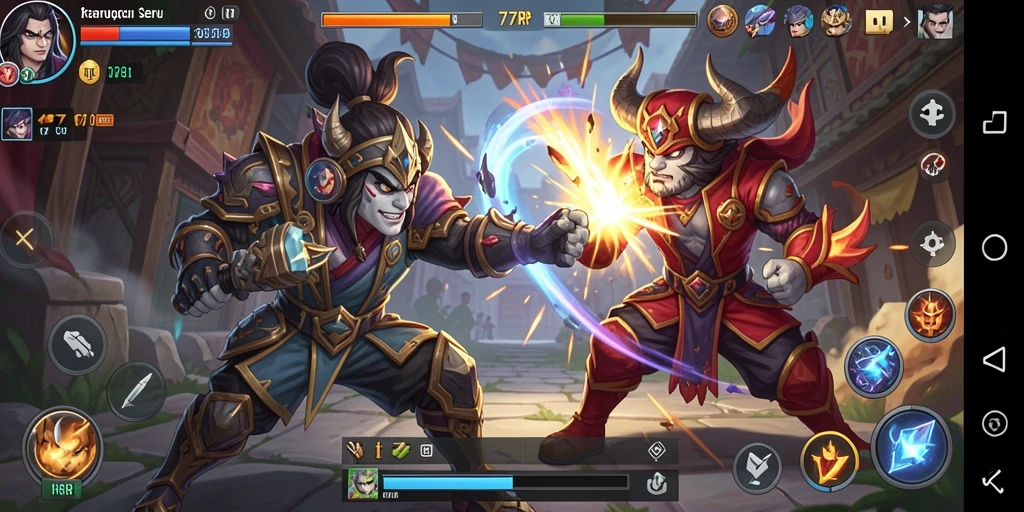 Screenshot gameplay 77RP menampilkan aksi pertarungan yang seru.