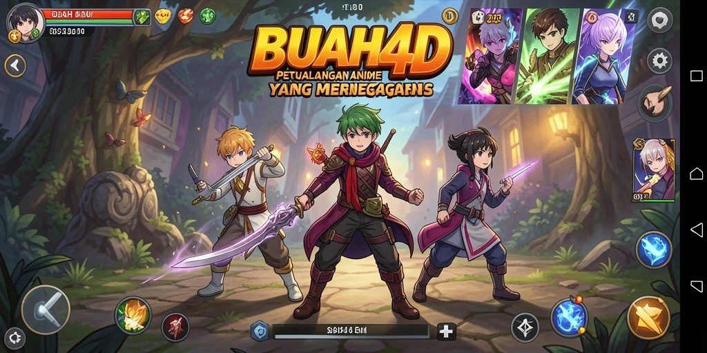 Tampilan gameplay seru dalam BUAH4D yang penuh aksi Anime.