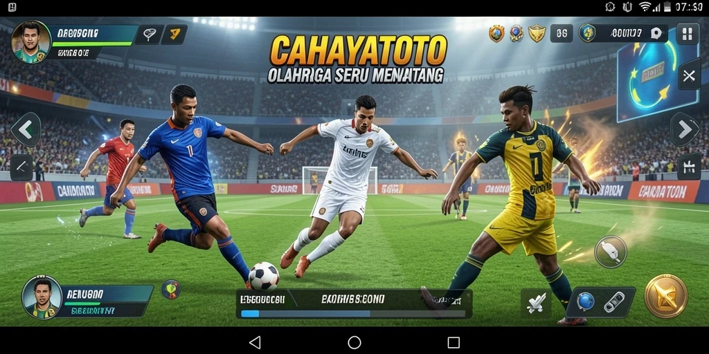 Tangkapan layar utama CAHAYATOTO menampilkan aksi permainan olahraga yang seru.
