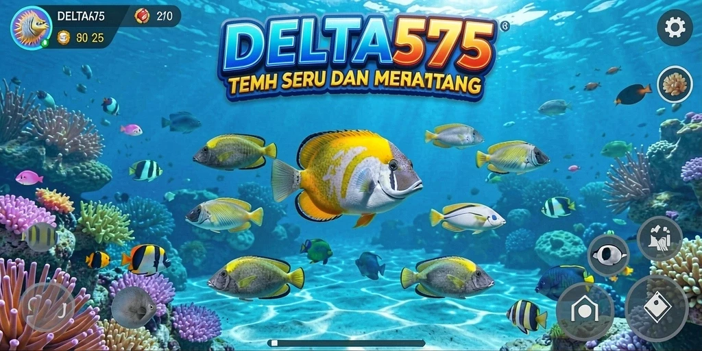 Tampilan gameplay DELTA575 dengan aksi tembak ikan yang seru.