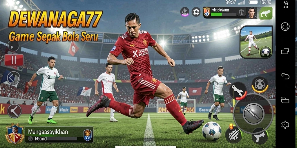 Screenshot utama DEWANAGA77 menampilkan aksi permainan sepak bola yang mendebarkan.