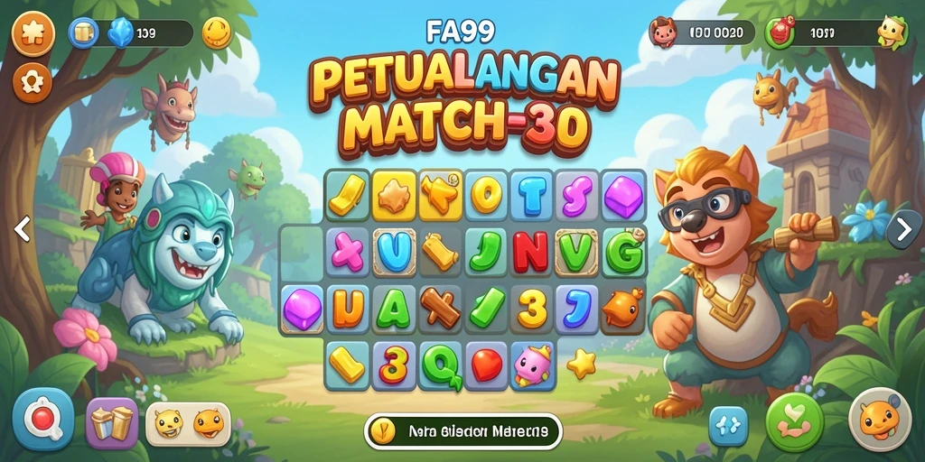 Tampilan gameplay FA99 yang seru dan penuh warna dalam genre Match-3.