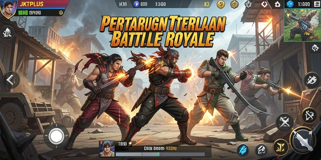 Screenshot dari gameplay JKTPLUS menunjukkan adu strategi dalam Battle Royale.