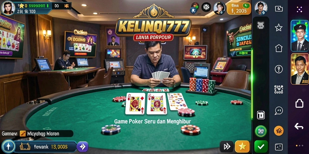 Screenshot menampilkan gameplay Poker KELINCI777 yang menarik.