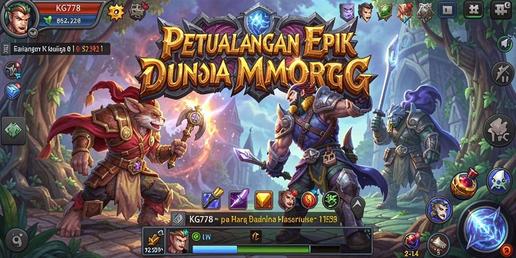Tangkapan layar gameplay KG778 yang menunjukkan pertempuran seru dalam MMORPG.
