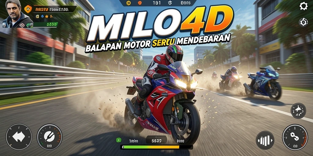 Tampilan menarik dari gameplay balap motor di MILO4D.