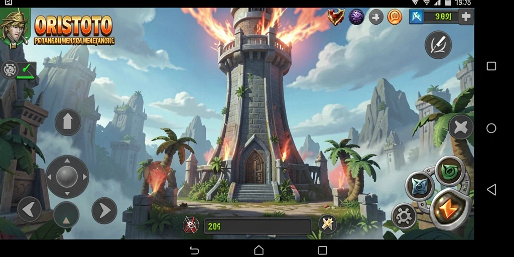 Tampilan gameplay menegangkan dalam ORISTOTO saat bertahan dari gelombang musuh.