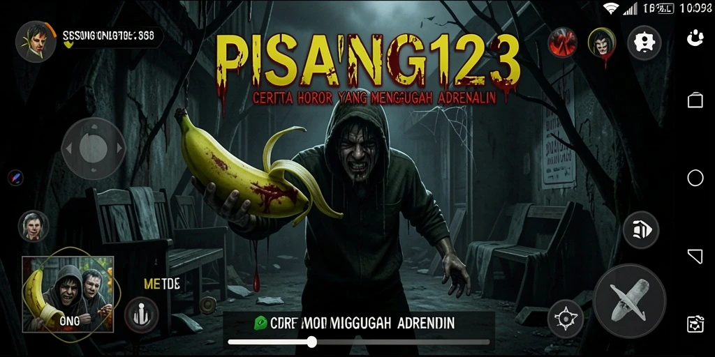 Screenshot gameplay PISANG123 yang menegangkan dalam suasana horor.
