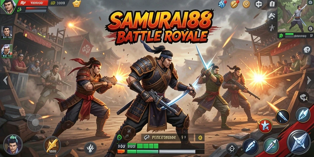 Gameplay seru di SAMURAI88 dengan aksi Battle Royale intens.
