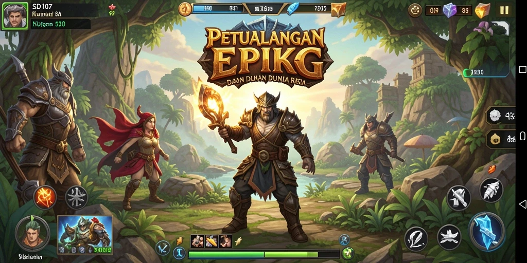 Screenshot gameplay SD107 yang menampilkan pertarungan seru dan lingkungan fantastis.