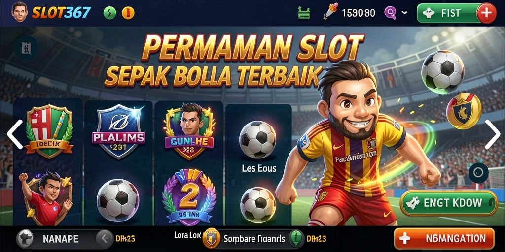 Tampilan gameplay sepak bola yang seru dan menghibur.