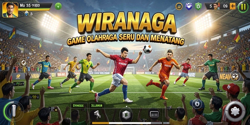 Tampilan menarik gameplay WIRANAGA dengan berbagai cabang olahraga.